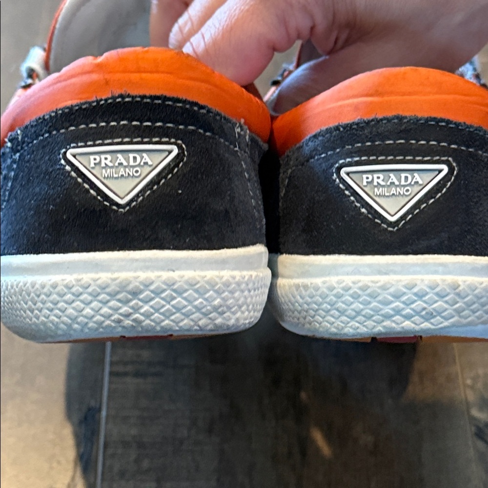 Prada Men's Black and Orange Sneakers - Picture 4 of 7